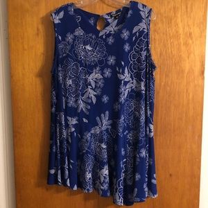 Roz & Ali 1X Royal Blue Sleeveless Blouse